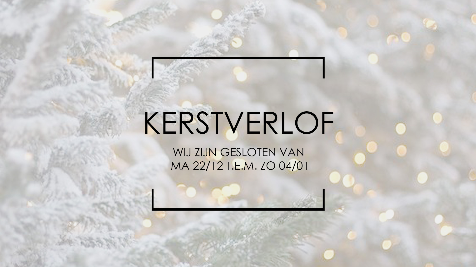 Gesloten tijdens Kerstverlof 22/12 t.e.m. 04/01